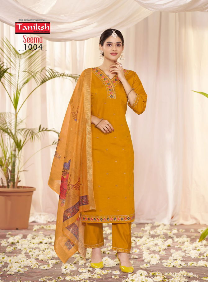 Seema Vol 1 By Taniksh Roman Silk Designer Kurti With Bottom Dupatta Wholesale Market In Surat
